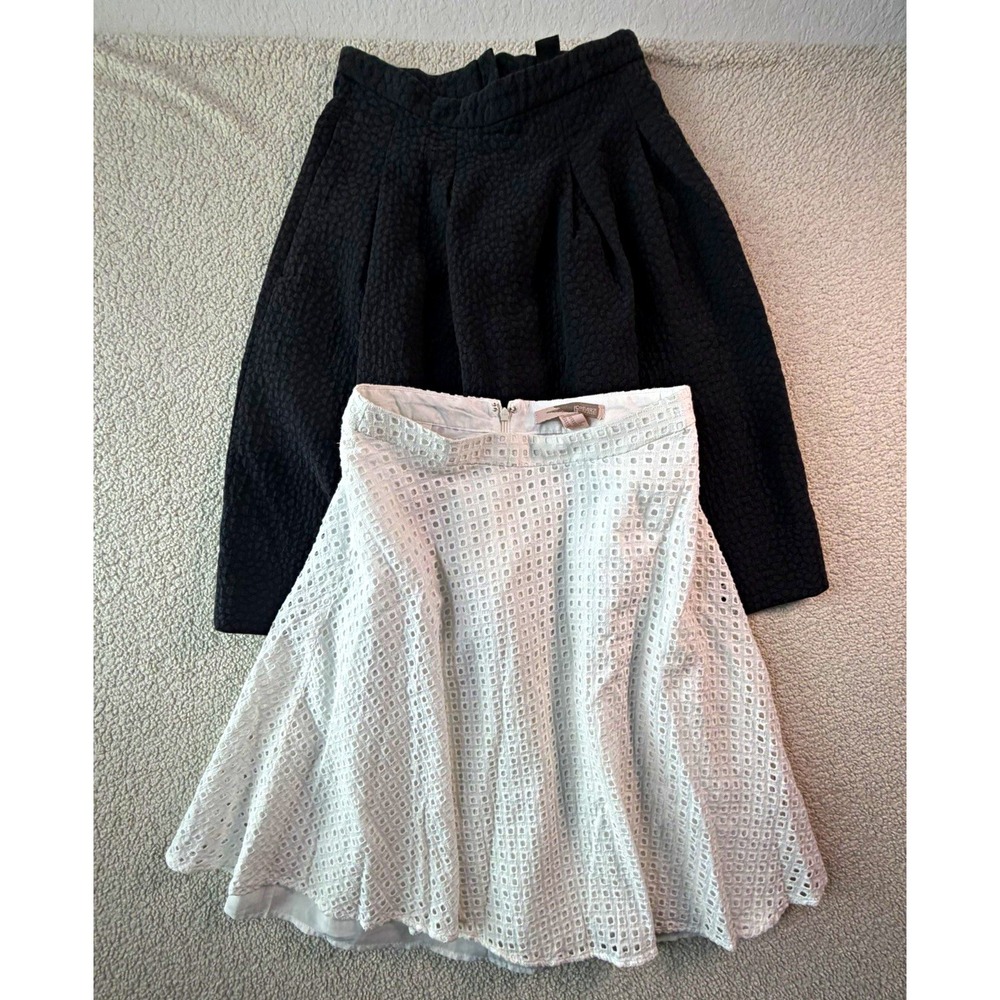 H&M Forever 21 Women Skirt Lot Size 4 XSmall Black White Eyelet Midi A-Line